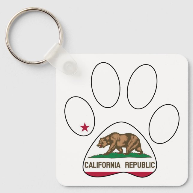 Chaveiro de impressão de pata de bandeira da Calif (Frente)