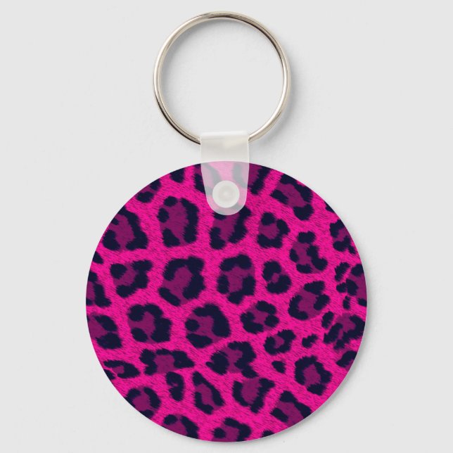 Chaveiro de Impressão Leopardo Rosa-Quente (Frente)