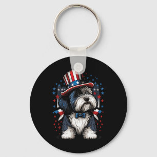 Chaveiro De Julho Patriótico Collie Dog Bandeira Us