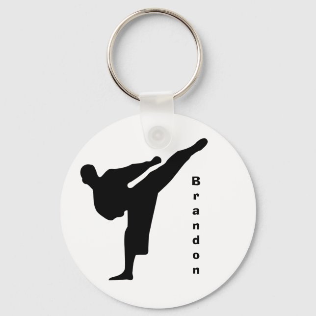Chaveiro de Karate Silhouette Preto (Frente)