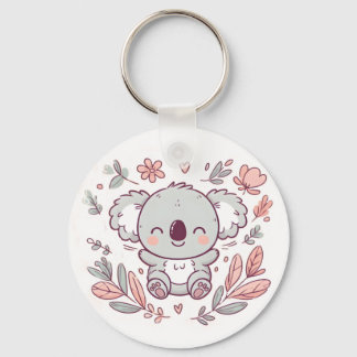 Chaveiro de Koala Adorável com Design Floral