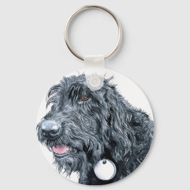 Chaveiro de Labradoodle preto (Frente)
