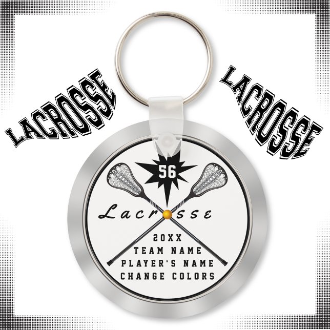 Chaveiro de Lacrosse Personalizada, TEXTO, CORES (Lacrosse party favors. Cheap gifts for lacrosse players, lacrosse coach gifts Lacrosse keychains.)