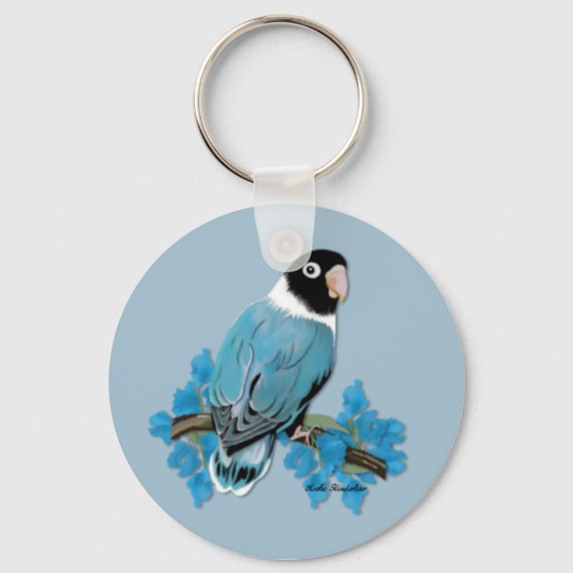Chaveiro de Lovebird Mascarado Azul (Frente)
