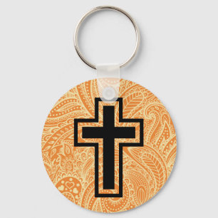 Chaveiro de madeira transversal cristão santament