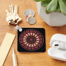 Chaveiro De Mandala De Coral E De Pia