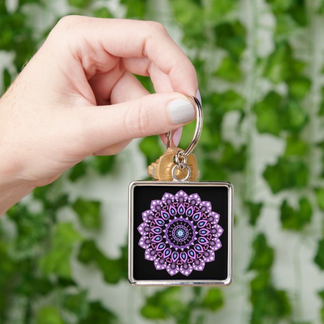 Chaveiro De Mandala Roxo E Azul (Mão)