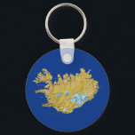 Chaveiro de Mapa da Islândia<br><div class="desc">Um mapa da Islândia enfeita o fob deste chaveiro. Uma forma útil de mostrar orgulho em todas as coisas em islandês.</div>