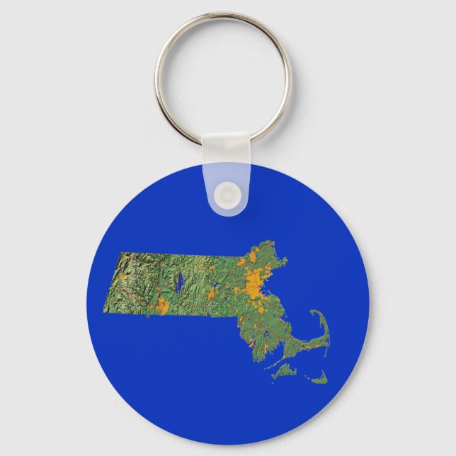 Chaveiro de Mapa de Massachusetts (Frente)