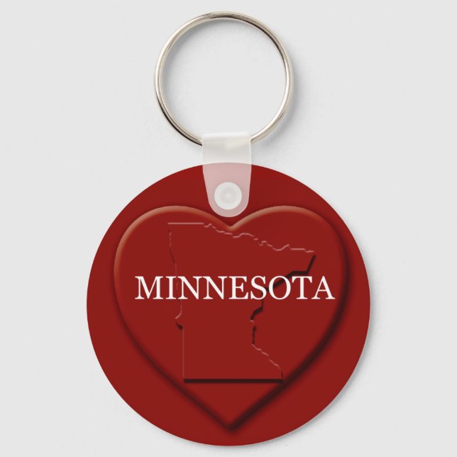 Chaveiro de Mapa do Coração de Minnesota (Frente)