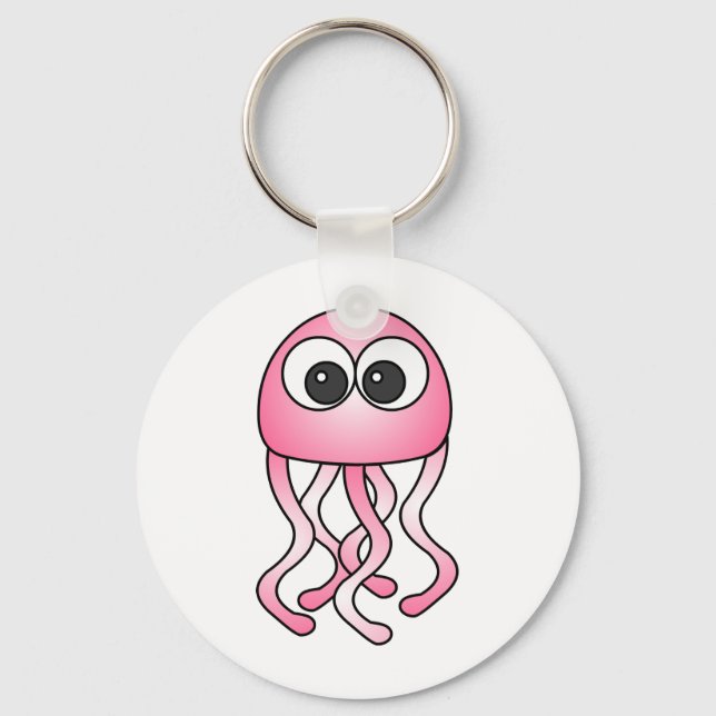 Chaveiro de medusa rosa-branca Kawaii (Frente)