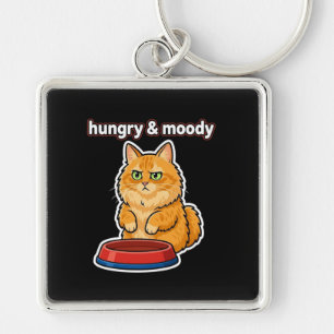 Chaveiro de meme de gato laranja fofo, faminto e m
