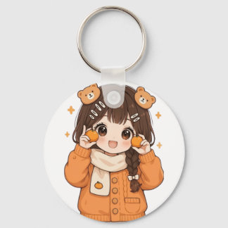 Chaveiro de menina urso fofa acessório de anime ka