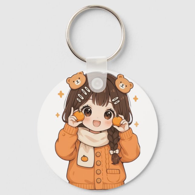 Chaveiro de menina urso fofa acessório de anime ka (Frente)