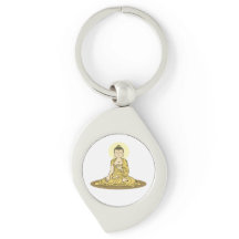 Chaveiro de metal buda da serenidade do ouro