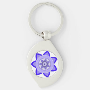 Chaveiro de metal com arte de flor