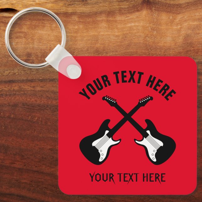 Chaveiro de metal com duas guitarras elétricas (Frente)