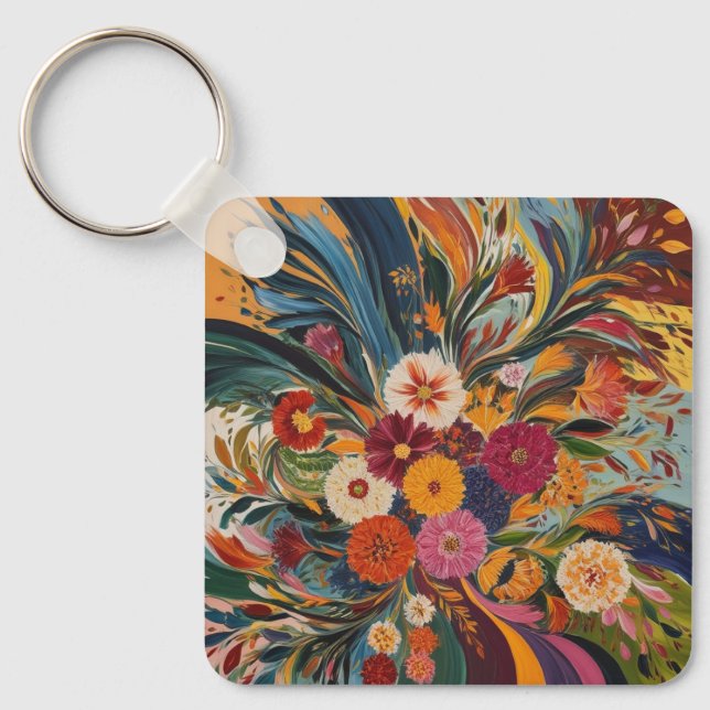 Chaveiro de metal de cor prateada (Frente)