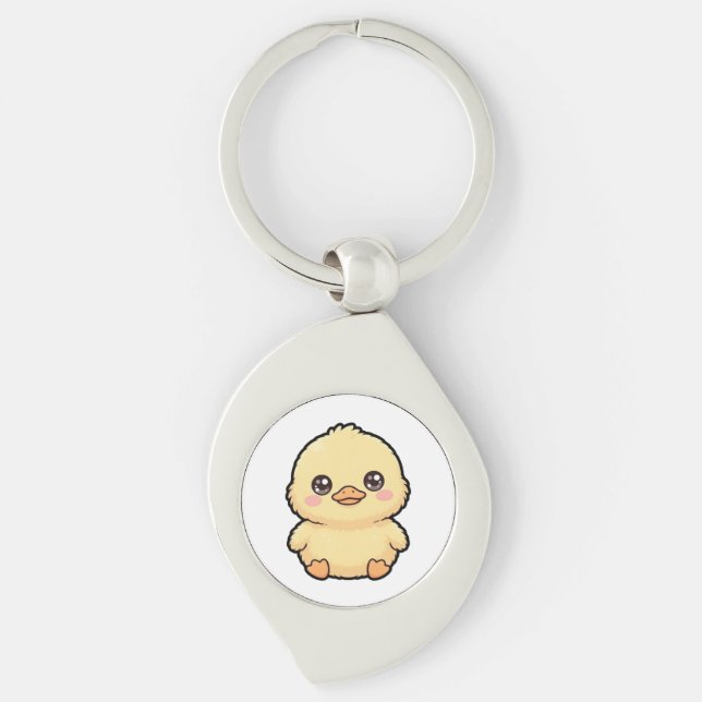 Chaveiro de Metal de Frango de Pato Bebê Fofo (Frente)