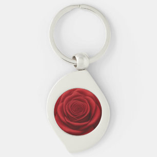Chaveiro de Metal - Flor de Rosa Vermelha