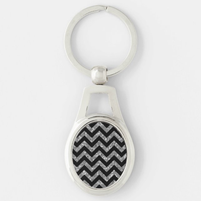 Chaveiro de metal Glitter Chevron (Frente)