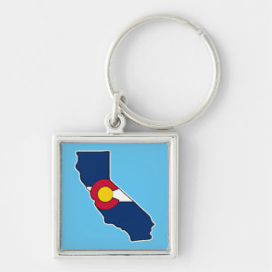 Chaveiro de metal quadrado da bandeira do Colorado