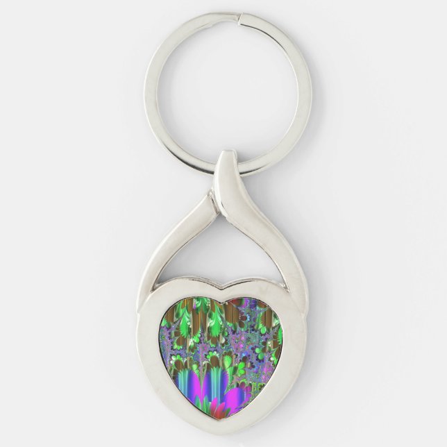 Chaveiro de metal verde e púrpura vívida (Frente)