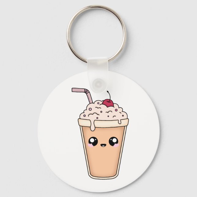Chaveiro de Milkshake Kawaii Fofa – Design de Ades (Frente)