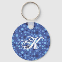Chaveiro de Monograma de Pontos de Bolha Azul