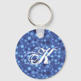 Chaveiro de Monograma de Pontos de Bolha Azul
