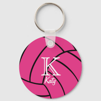 Chaveiro de Monograma de Voleibol Rosa