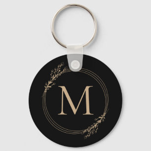 Chaveiro de Monograma Dourado Elegante