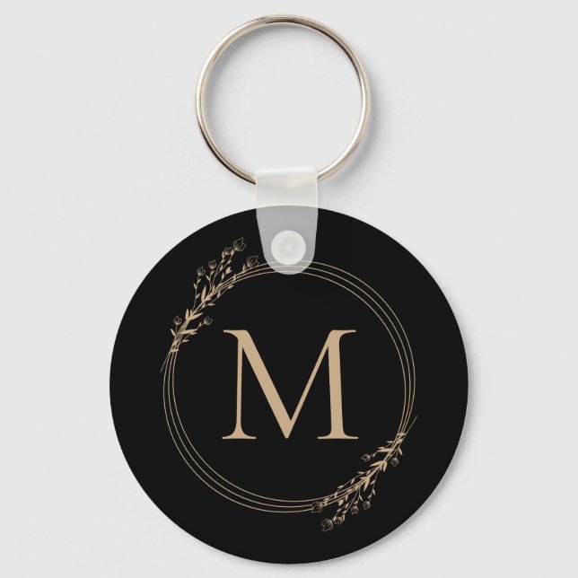 Chaveiro de Monograma Dourado Elegante (Frente)