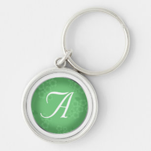 Chaveiro de Monograma Verde com Marca D'Água Flor