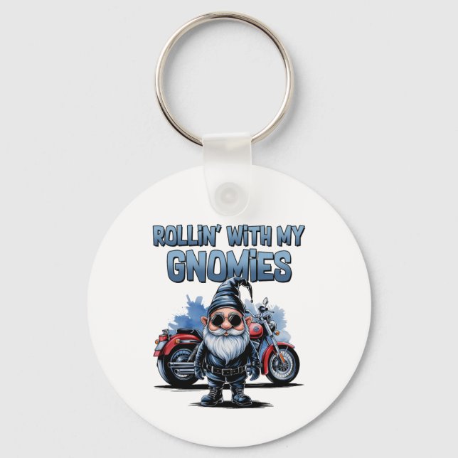 Chaveiro de Moto 'Rolando Com Meus Gnomos' (Verso)