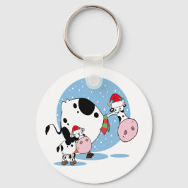 Chaveiro de Natal Com Vacas Papais noeis