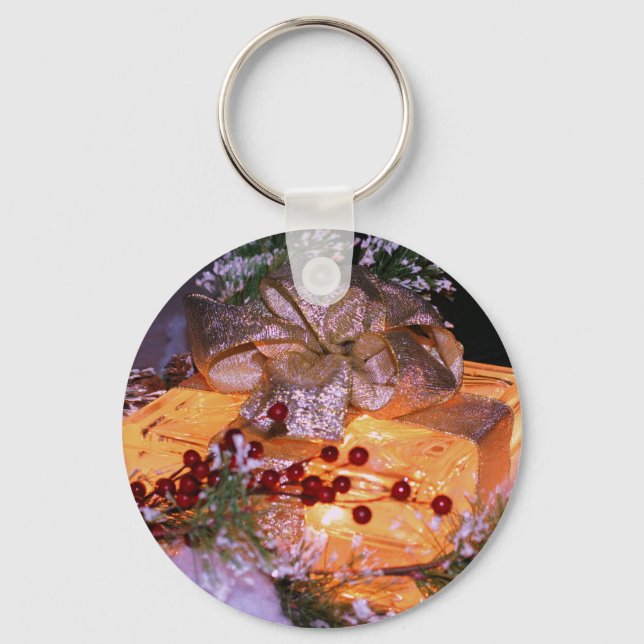 Chaveiro de Natal de Arco Dourado para presente il (Frente)