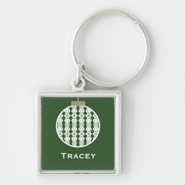Chaveiro de Natal de Arte Deco, Holly Green (Frente)