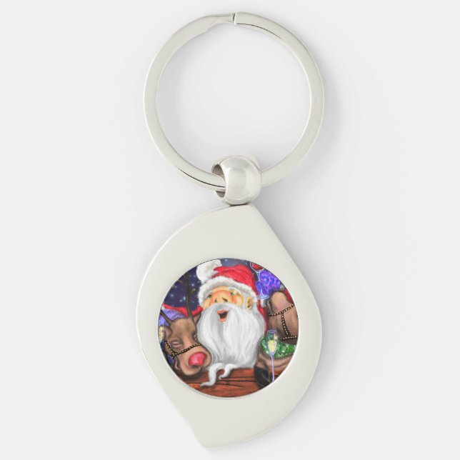 Chaveiro de Natal - Divertimento de Papais noeis p (Frente)
