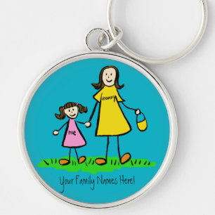 Chaveiro de Nome da Família Personalizada da Mãe