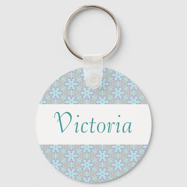 Chaveiro de nome personalizado do Flor Azul (Frente)