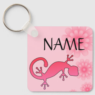 Chaveiro de Nome Personalizado Gecko Rosa - Adicio