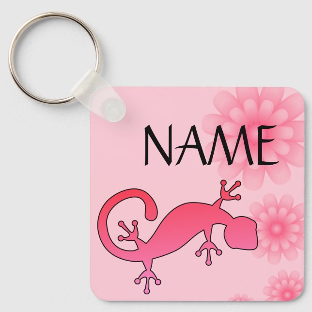 Chaveiro de Nome Personalizado Gecko Rosa - Adicio (Frente)