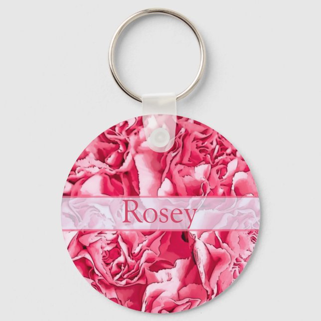 Chaveiro de Nome Rosa Rosa Cor-de-Rosa de Artsy Pe (Frente)