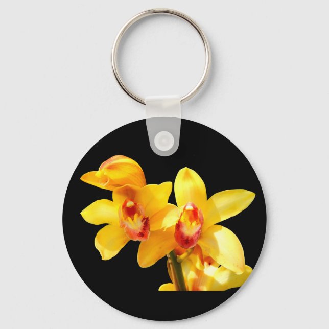 Chaveiro de Orquídea Cymbidium Amarela (Frente)