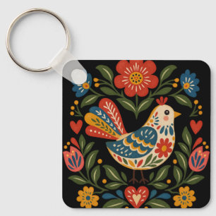 Chaveiro de Pássaro de Arte Popular Caprichosa 