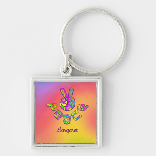 Chaveiro de Paz de Tie Dye Personalizado (Frente)