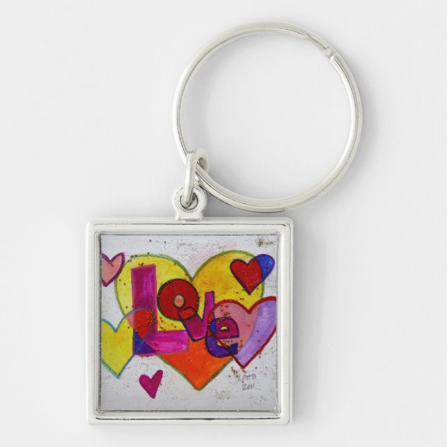 Chaveiro de Pintura de Coração de Amor Corações de (Frente)