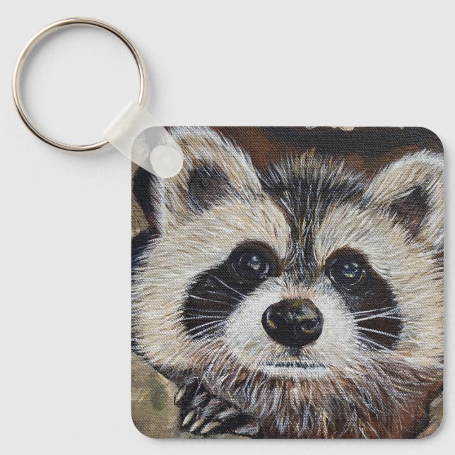 Chaveiro de pintura de raccoon (Frente)