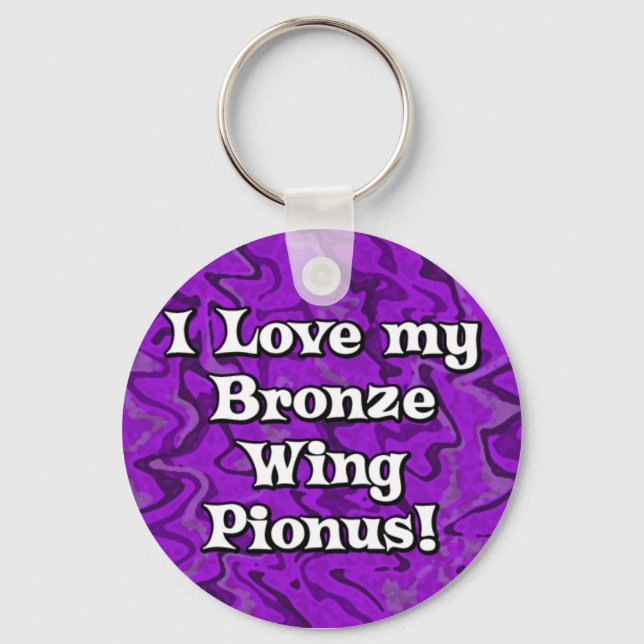 Chaveiro de Pionus Pionus de Bronze Roxo Louco (Frente)
